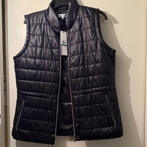 NWT! Beautiful Black Calvin Klein Puffer vest with cinched waist cords